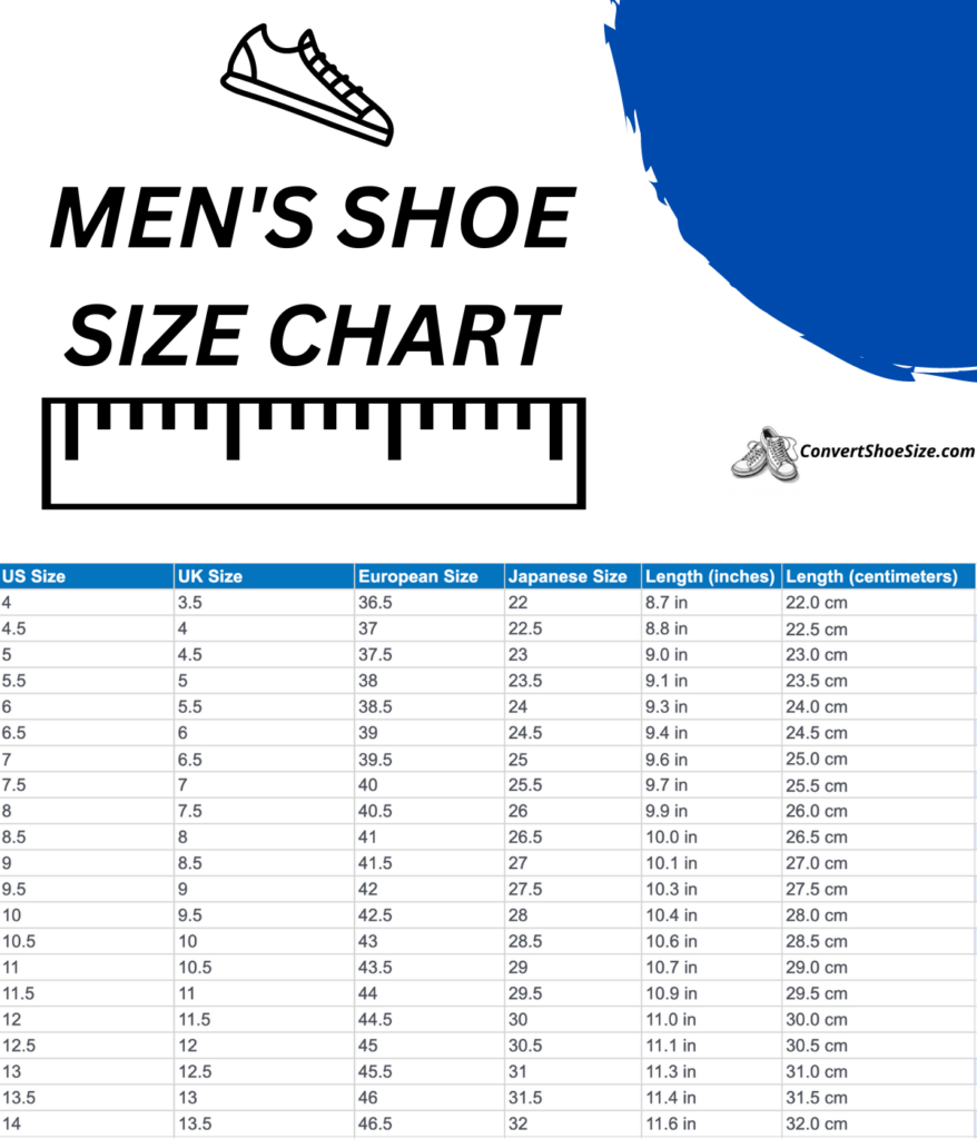 Men's Shoe Size Chart – Convert Shoe Size